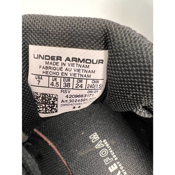 Under Armour Women's Charger Assert Black‎ White Size 7 - Picture 9 of 9
